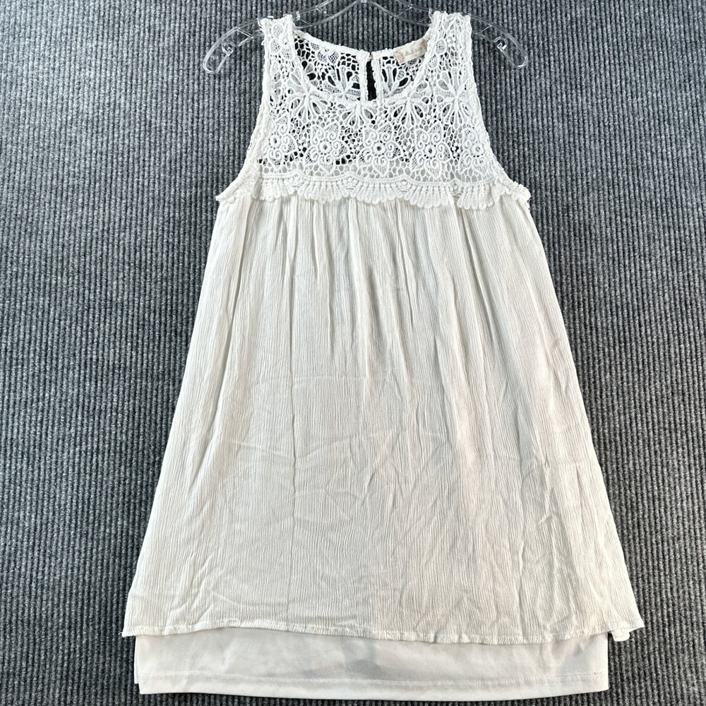 Altar'd State White Crochet Lace Gauze Sleeveless Tunic Top Medium Boho